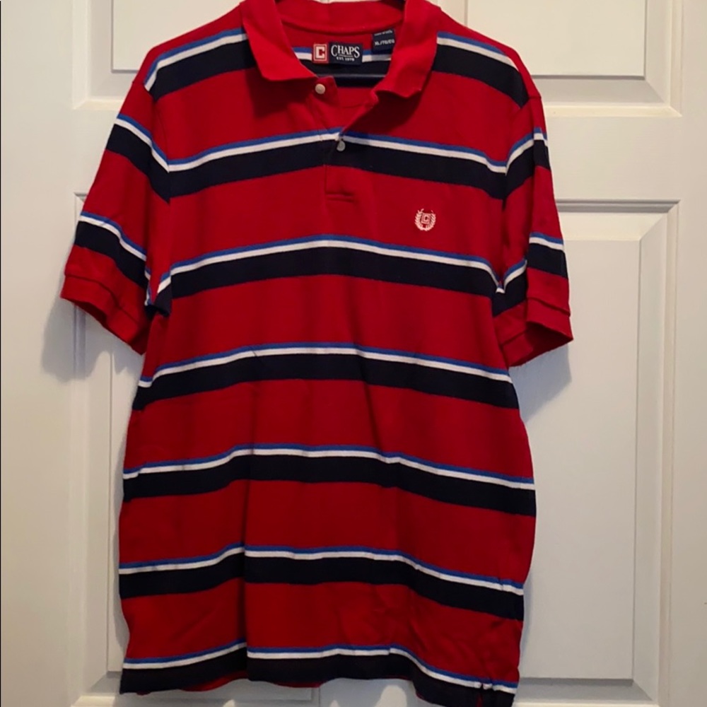 Chaps red and blue stripe polo